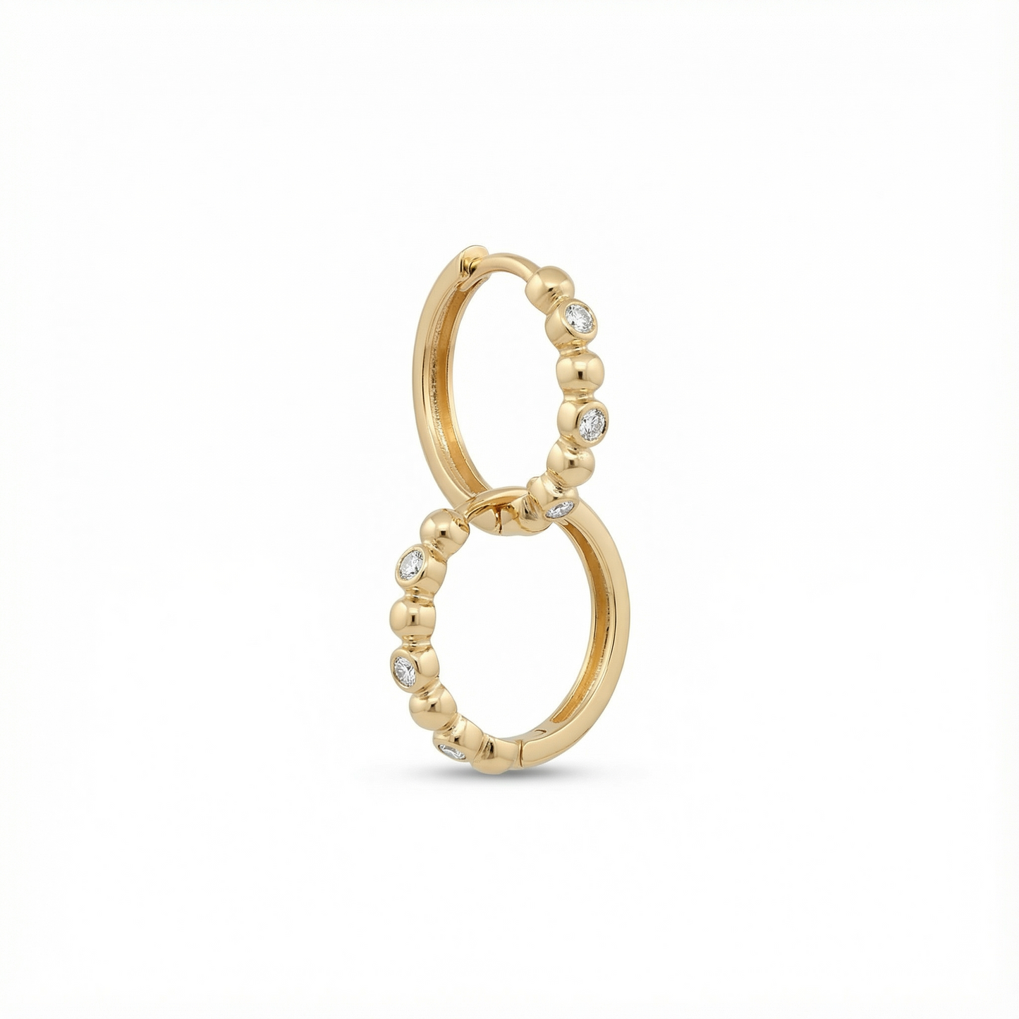 Yarina Hoop Earrings available in 18ct and 22ct Yellow gold with alternatimg bezel set stones, by Karat Goldsmiths 